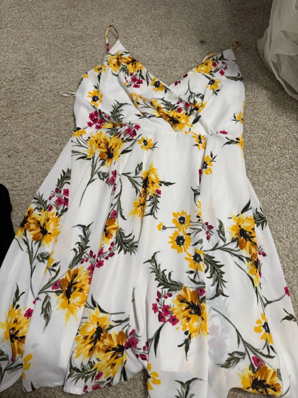 Express White Floral Dress with Yellow & Pink Blooms